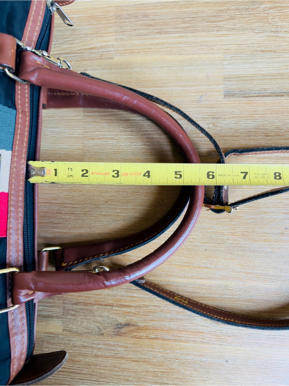 Vintage Lark Travel Purse Carry On Bag Leather Double Handles Shoulder Strap - Picture 15 of 16
